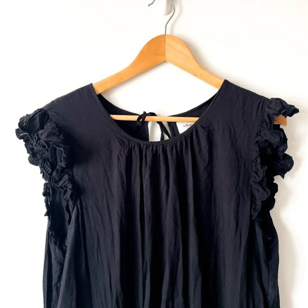Aritzia Wilfred La Boheme Sidonie Ruffled Scalloped Dress Black Size Large - Picture 4 of 8
